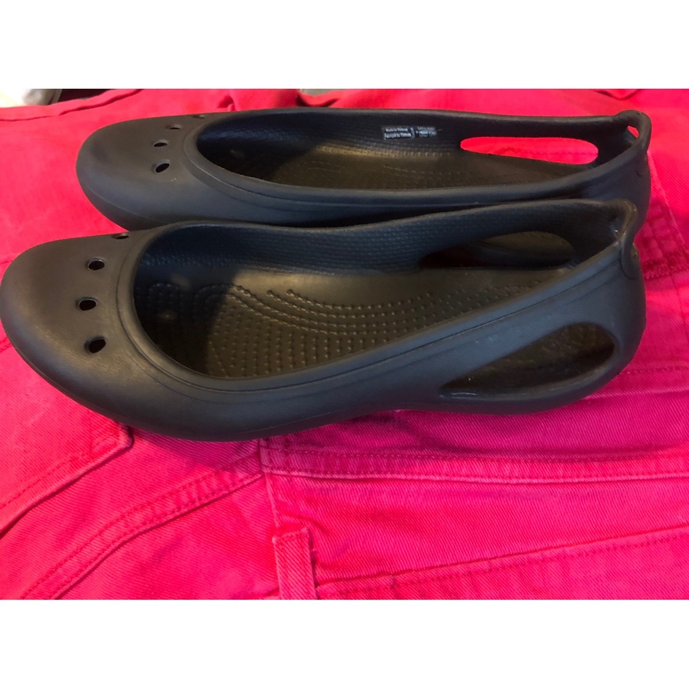 Crocs Kadee Work Flat Black Slip Resistant Comfort Ballet Shoes Womens 6 - Picture 6 of 8